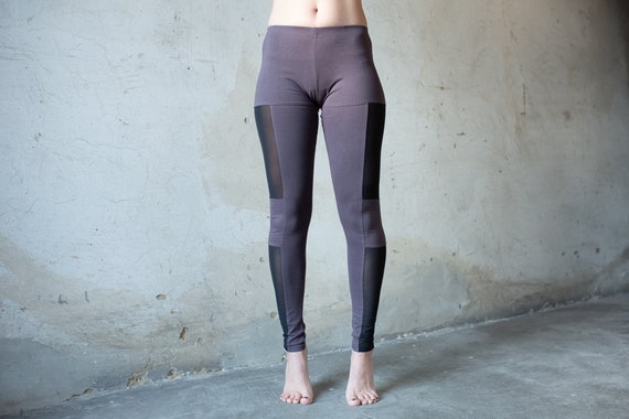 Cali Stripe Mesh Black Leggings, XS-L