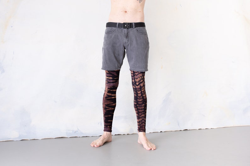 LEGGINGS look tigre et léopard batik, tie-dye unisexe noir-abricot-violet image 8