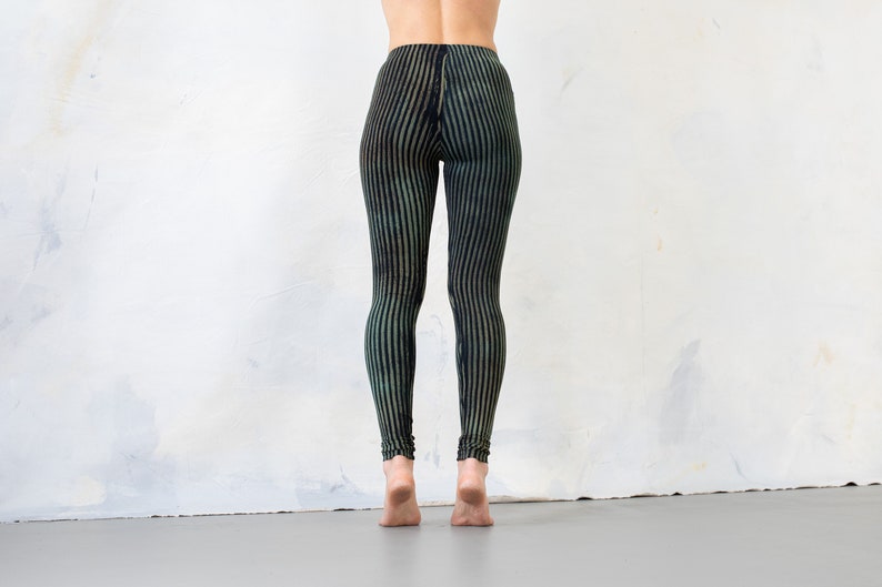 LEGGINGS gestreift Zirkus, Akrobatik, Yoga, Acroyoga unisex blauschwarz-türkis Bild 3