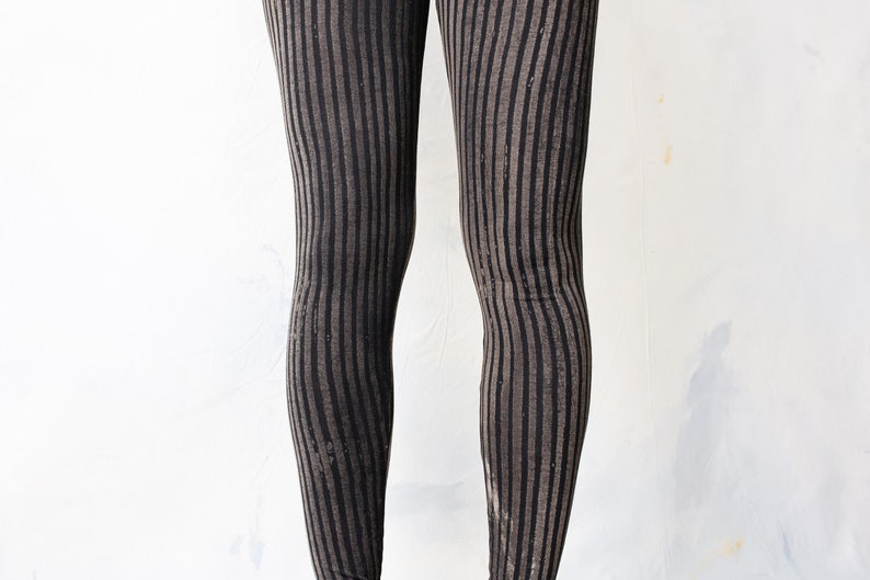 LEGGINGS Striped Acrobatics, Yoga, Acroyoga unisex black-beige-gray image 5