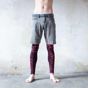 LEGGINGS mit Tiger und Leopardenoptik Batik, Tie-Dye unisex schwarz-rot-violett Bild 8