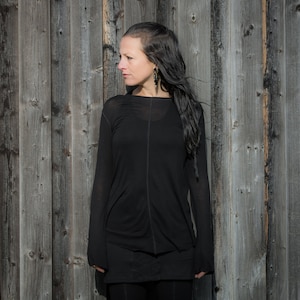TRANSPARENT LONGSLEEVE - 長袖シャツ - 縫い目が見える - ブラック