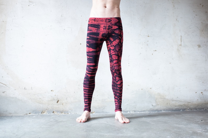 LEGGINGS mit Tiger und Leopardenoptik Batik, Tie-Dye unisex schwarz-rot-violett Bild 9