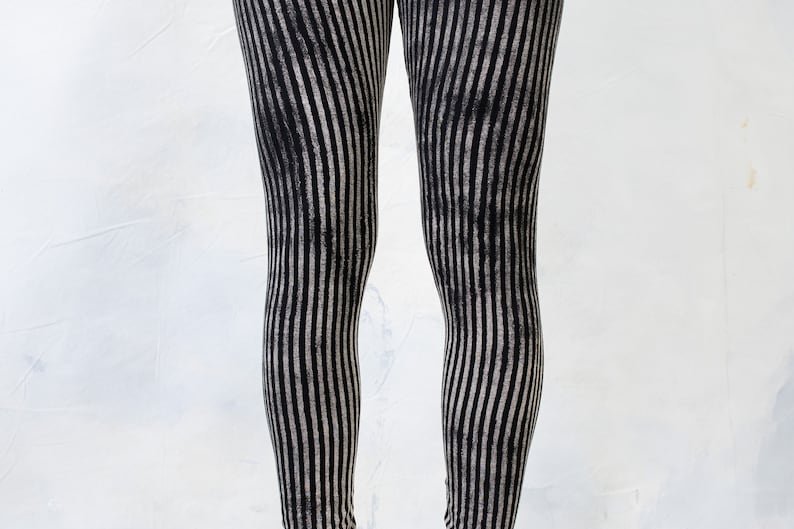 LEGGINGS a rayas circo, acrobacia, yoga, acroyoga unisex negro-beige-gris imagen 4