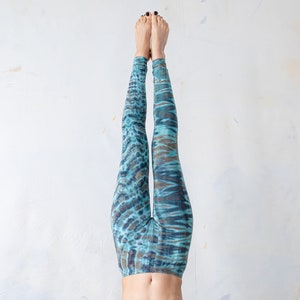 Tiger & Leopard look LEGGINGS - Acrobatics, Yoga, Acroyoga - Batik, Tie-Dye - unisex - turquoise-brown