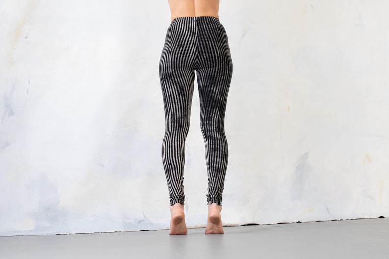 LEGGINGS rayé cirque, acrobatie, yoga, acroyoga unisexe noir-beige-gris image 3