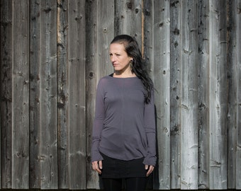 TRANSLUCENT SHIRT - Long Sleeve Shirt - with Visible Seams - lavender-gray