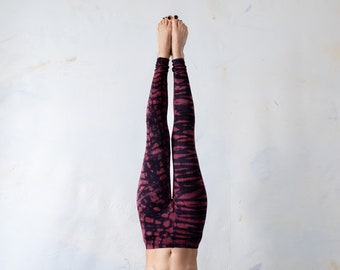 LEGGINGS look tigre et léopard - batik, tie-dye - unisexe - noir-rouge-violet