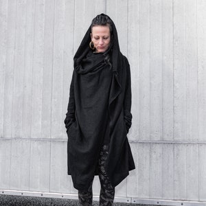 LONG COAT Cardigan gender neutral black zdjęcie 5