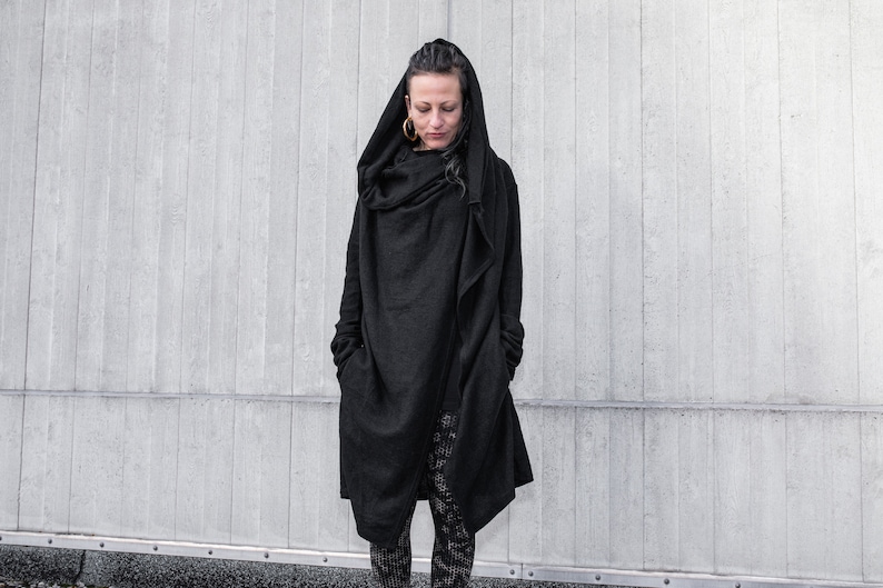 LONG COAT Cardigan gender neutral black zdjęcie 5