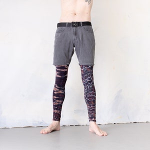 LEGGINGS mit Tiger und Leopardenoptik Akrobatik, Yoga, Acroyoga Batik, Schnurbatik, Knüpfbatik, Tie-Dye unisex braun-blaugrau Bild 8