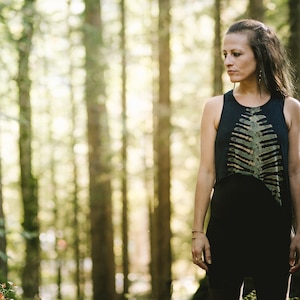 RACERBACK TANKTOP mit abstrakter Knochenstruktur Batik, Tie-Dye blau-türkis Bild 5