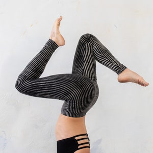 LEGGINGS Striped Acrobatics, Yoga, Acroyoga unisex black-beige-gray image 1