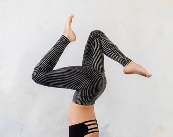 LEGGINGS a righe - circo, acrobazia, yoga, acroyoga - unisex - nero-beige-grigio