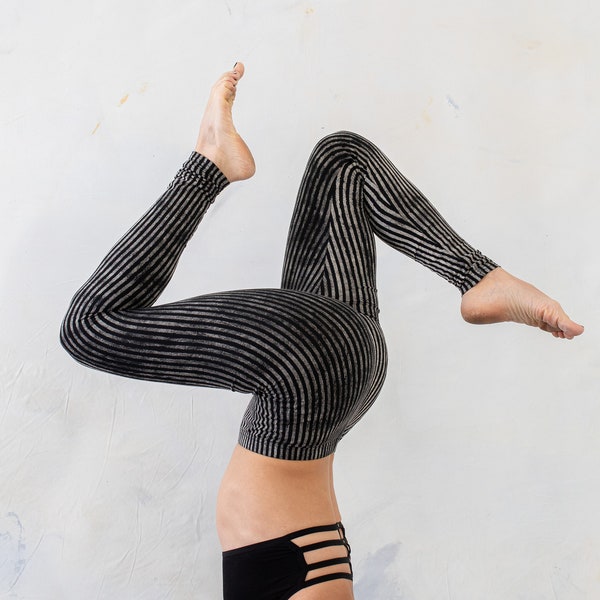 LEGGINGS Striped - Acrobatics, Yoga, Acroyoga - unisex - black-beige-gray