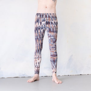 LEGGINGS mit abstrakten Rauten Batik, Schnurbatik, Knüpfbatik, Tie-Dye unisex schwarz-weiß-braun Bild 8