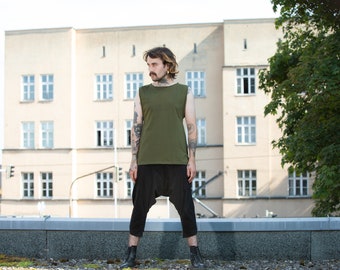 Tanktop MIT DEFEKT - mit Nähten am Rücken und Raw Neck - olivgrün