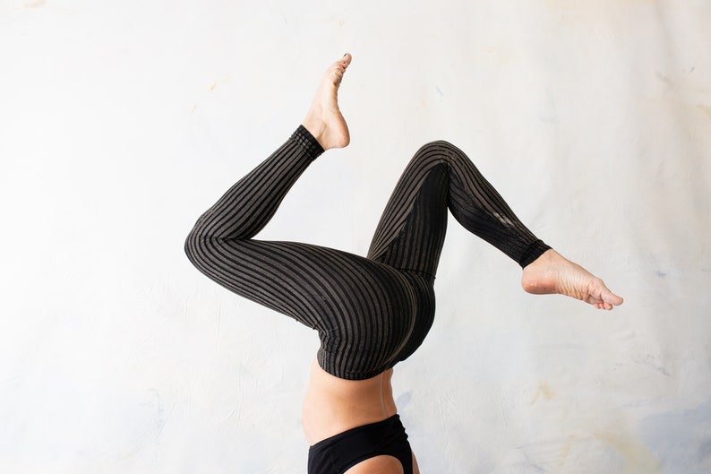 LEGGINGS Striped Acrobatics, Yoga, Acroyoga unisex black-beige-gray image 6