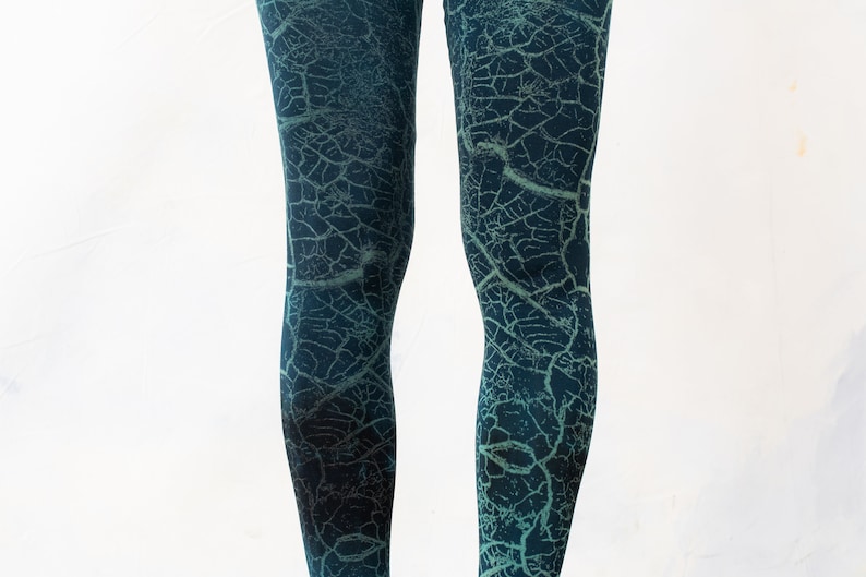 LEGGINGS tierra agrietada unisex azul-verde-beige imagen 4