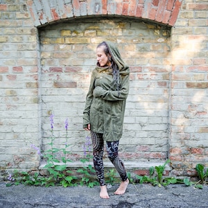 CARDIGAN with Pockets - Wrap Jacket with Large Hood, Thumbholes and Pockets - olive green-brown