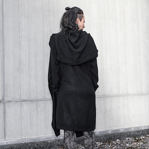 LONG COAT Cardigan gender neutral black zdjęcie 8