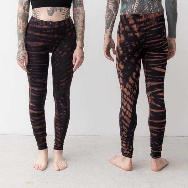 Tiger & Leopard look LEGGINGS -  Acrobatics, Yoga, Acroyoga - Batik, Tie-Dye - unisex - black-brown-purple