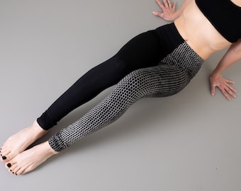 LEGGINGS abstract Bricks - unisex - asymmetric - black-beige