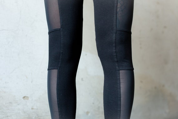 MESH LEGGINGS Leggings With Transparent Mesh Fabric Black 