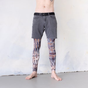 LEGGINGS mit abstrakten Rauten Batik, Schnurbatik, Knüpfbatik, Tie-Dye unisex schwarz-weiß-braun Bild 7