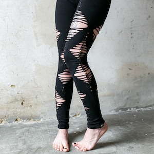 Long Cut-out Leggings With Rivets and Brass Beads Black - Etsy