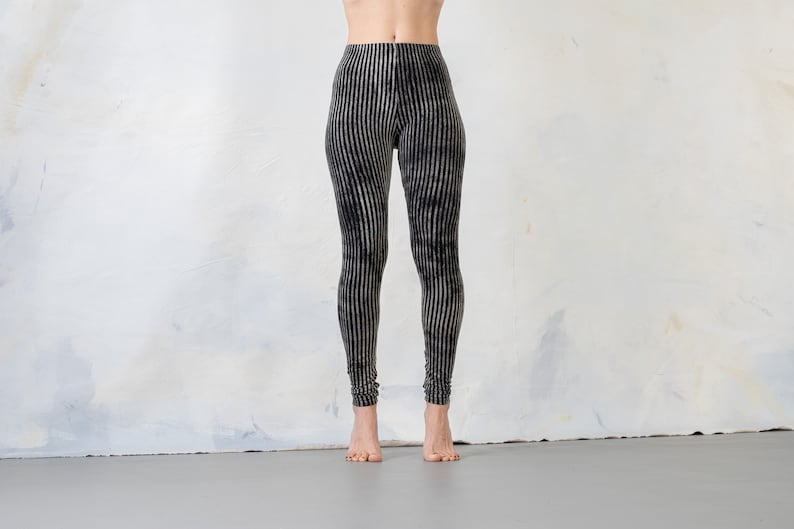 LEGGINGS a rayas circo, acrobacia, yoga, acroyoga unisex negro-beige-gris imagen 2