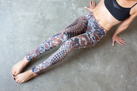 LEGGINGS With an Abstract Floral Pattern Batik, Tie-dye Unisex