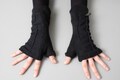 Cuddly WRIST WARMERS with DEFECT- with Seam Structure - black