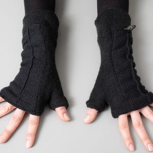 MELLIEX 2 Paia di Guanti Senza Dita Scaldapolsi In Cashmere Guanti Termici- Nero
