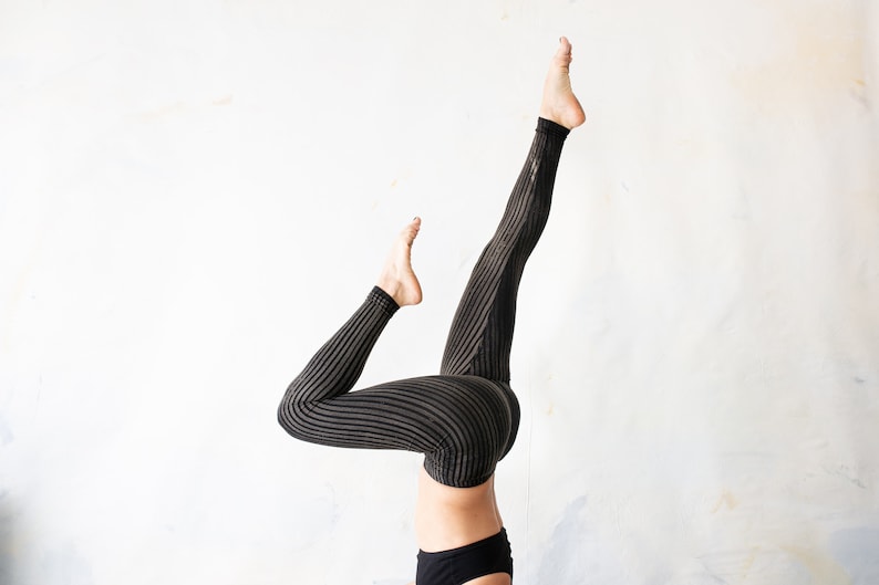 LEGGINGS Striped Acrobatics, Yoga, Acroyoga unisex black-beige-gray image 7