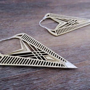 Oorringen met geometrisch patroon - messing en zilver - tribal, boho