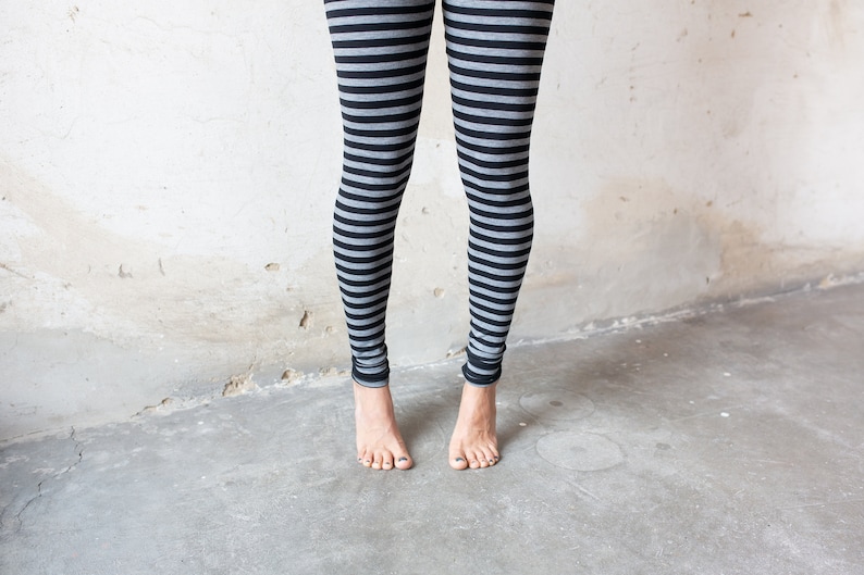 LEGGINGS avec MOTIF RINGEL leggings cirque, leggings rayés acrobatie, yoga, acroyoga noir-gris image 4