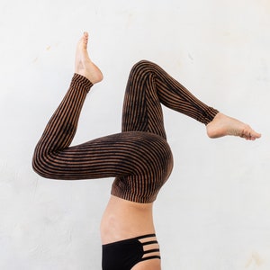 LEGGINGS Striped - Acrobatics, Yoga, Acroyoga - unisex - black-apricot