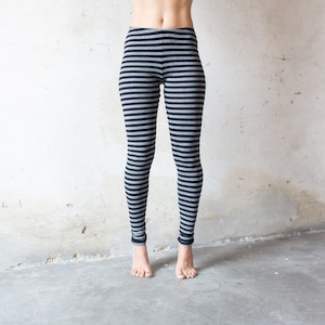 LEGGINGS avec MOTIF RINGEL leggings cirque, leggings rayés acrobatie, yoga, acroyoga noir-gris image 2