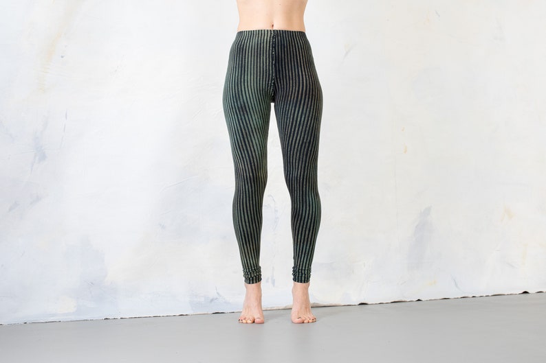 LEGGINGS gestreift Zirkus, Akrobatik, Yoga, Acroyoga unisex blauschwarz-türkis Bild 2