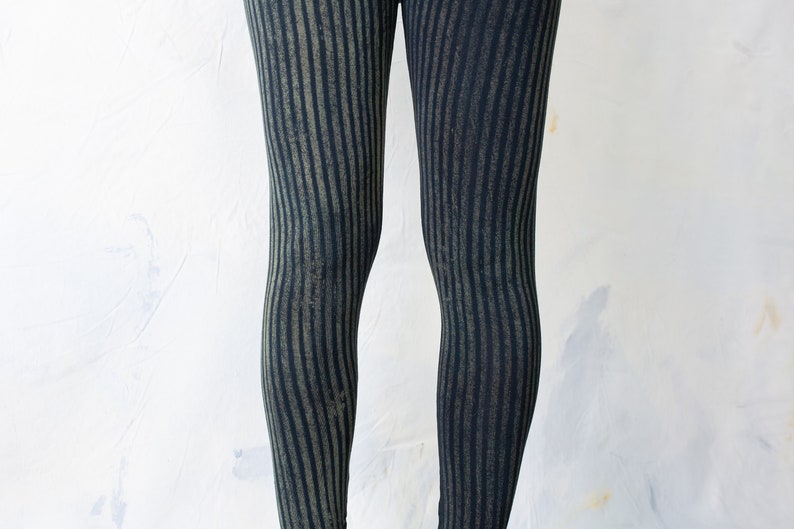 LEGGINGS gestreift Zirkus, Akrobatik, Yoga, Acroyoga unisex blauschwarz-türkis Bild 5