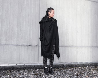 LONG COAT - manteau tricoté - genre neutre - noir