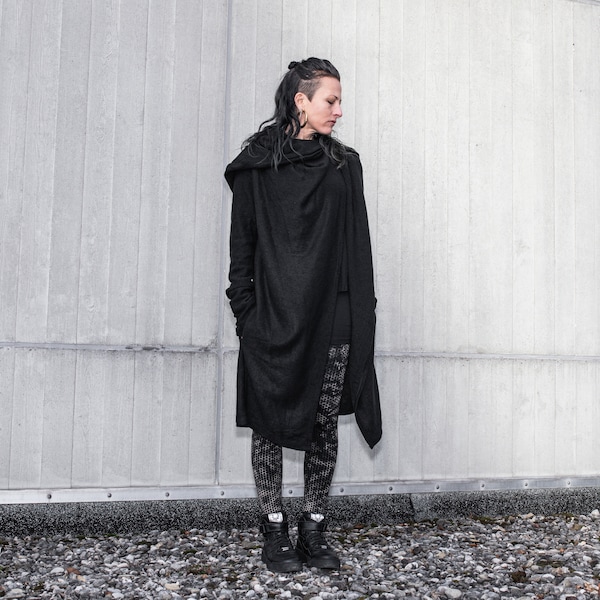 LONG COAT - manteau tricoté - genre neutre - noir