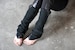 LEG WARMERS with Net Look, Boot Cuffs, Boot Socks - with beads and artificial leather - black 