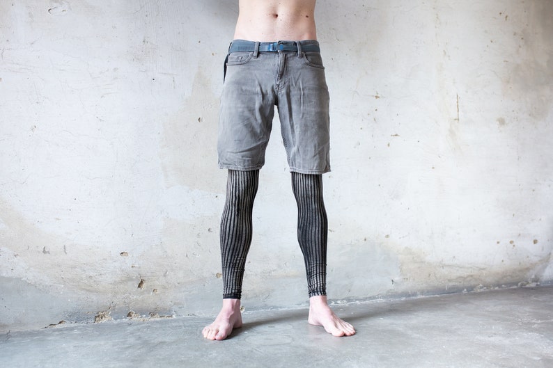 LEGGINGS Striped Acrobatics, Yoga, Acroyoga unisex black-beige-gray image 9