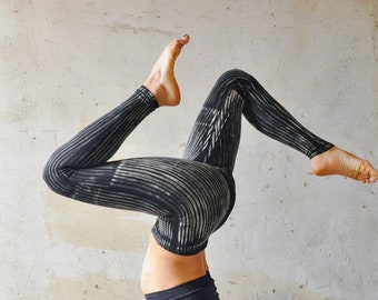 LEGGINGS Striped - Acrobatics, Yoga, Acroyoga - unisex - black-beige-gray