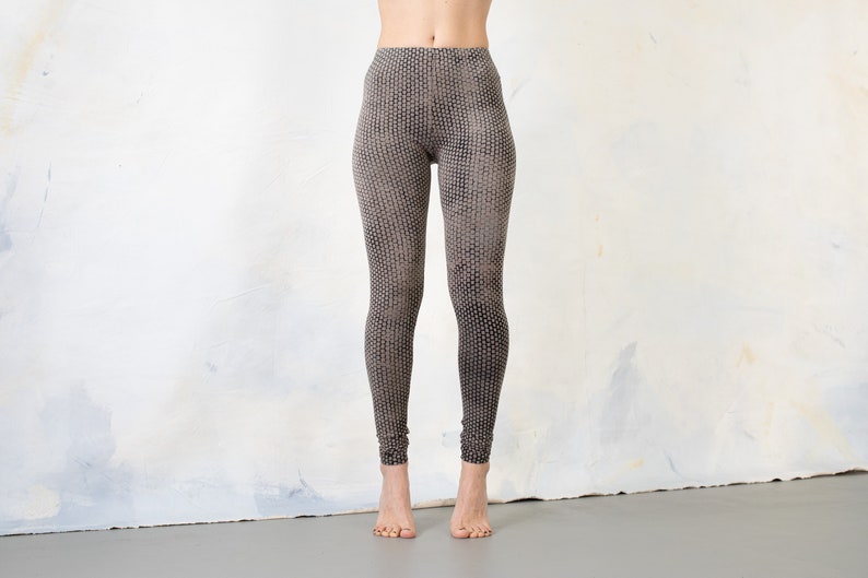 LEGGINGS briques abstraites unisexe indigo-beige image 2