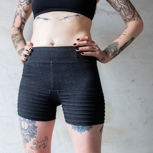 SHORTS with Seams - Short Pants, Hot Pants, Yoga Shorts - dark gray