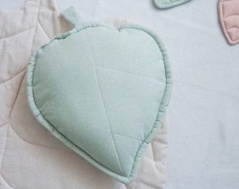 Sage green leaf pillow