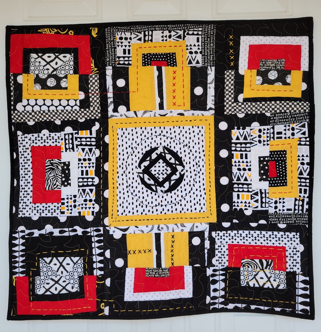 Modern Improv God's Eye Quilt Wall Hanging Art Black Etsy